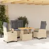 Image de vidaXL Ensemble à manger de jardin coussins 4 pcs beige résine tressée