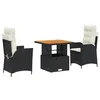 Image de vidaXL Ensemble à manger de jardin avec coussins 3 pcs Noir
