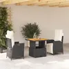 Image de vidaXL Ensemble à manger de jardin avec coussins 3 pcs Noir
