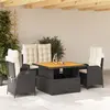 Image de vidaXL Ensemble à manger de jardin 4 pcs avec coussins noir