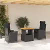 Image de vidaXL Ensemble à manger de jardin avec coussins 3 pcs Noir