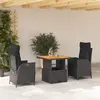Image de vidaXL Ensemble à manger de jardin avec coussins 3 pcs Noir