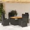 Image de vidaXL Ensemble à manger de jardin coussins 5pcs Noir Résine tressée