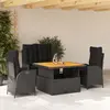 Image de vidaXL Ensemble à manger de jardin 4 pcs avec coussins noir