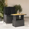 Image de vidaXL Ensemble à manger de jardin coussins 2pcs noir résine tressée
