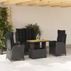 Image de vidaXL Ensemble à manger de jardin 4 pcs avec coussins noir