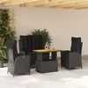 Image de vidaXL Ensemble à manger de jardin 4 pcs avec coussins noir