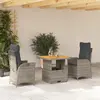 Image de vidaXL Ensemble à manger de jardin 3 pcs coussins gris résine tressée