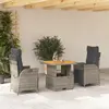 Image de vidaXL Ensemble à manger de jardin 3 pcs coussins gris résine tressée