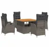 Image de vidaXL Ensemble à manger de jardin 5 pcs coussins gris résine tressée