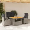 Image de vidaXL Ensemble à manger jardin 4pcs et coussins Gris Résine tressée
