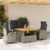 Image de vidaXL Ensemble à manger jardin 4pcs et coussins Gris Résine tressée