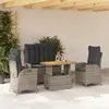Image de vidaXL Ensemble à manger jardin 4pcs et coussins Gris Résine tressée