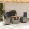 Image de vidaXL Ensemble à manger jardin 4pcs et coussins Gris Résine tressée