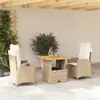 Image de vidaXL Ensemble à manger de jardin et coussins 3 pcs Beige poly rotin