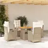 Image de vidaXL Ensemble à manger de jardin avec coussins 5pcs Beige poly rotin