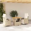 Image de vidaXL Ensemble à manger de jardin et coussins 3 pcs Beige poly rotin
