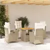 Image de vidaXL Ensemble à manger de jardin avec coussins 5pcs Beige poly rotin
