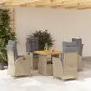 Image de vidaXL Ensemble à manger de jardin avec coussins 5pcs Beige poly rotin