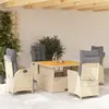 Image de vidaXL Ensemble à manger de jardin avec coussins 5pcs Beige poly rotin