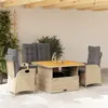 Image de vidaXL Ensemble à manger de jardin coussins 4 pcs beige résine tressée