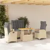 Image de vidaXL Ensemble à manger de jardin coussins 4 pcs beige résine tressée