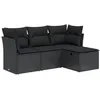 Image de vidaXL Salon de jardin 4 pcs avec coussins noir résine tressée