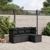 Image de vidaXL Salon de jardin 4 pcs avec coussins noir résine tressée