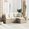 Image de vidaXL Salon de jardin avec coussins 4 pcs beige résine tressée