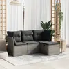 Image de vidaXL Salon de jardin 4 pcs avec coussins gris résine tressée
