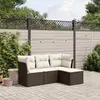 Image de vidaXL Salon de jardin 4 pcs avec coussins marron résine tressée