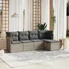 Image de vidaXL Salon de jardin 5 pcs avec coussins gris clair résine tressée