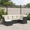 Image de vidaXL Salon de jardin 6 pcs avec coussins noir résine tressée