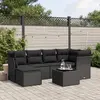 Image de vidaXL Salon de jardin 7 pcs avec coussins noir résine tressée