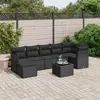 Image de vidaXL Salon de jardin 8 pcs avec coussins noir résine tressée