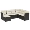 Image de vidaXL Salon de jardin 7 pcs avec coussins noir résine tressée