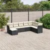 Image de vidaXL Salon de jardin 8 pcs avec coussins noir résine tressée