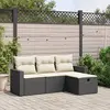 Image de vidaXL Salon de jardin 4 pcs avec coussins noir résine tressée