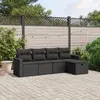 Image de vidaXL Salon de jardin 5 pcs avec coussins noir résine tressée
