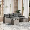 Image de vidaXL Salon de jardin 6 pcs avec coussins gris résine tressée
