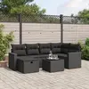Image de vidaXL Salon de jardin 7 pcs avec coussins noir résine tressée