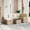 Image de vidaXL Salon de jardin avec coussins 7 pcs beige résine tressée