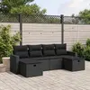 Image de vidaXL Salon de jardin 6 pcs avec coussins noir résine tressée