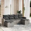 Image de vidaXL Salon de jardin 6 pcs avec coussins gris résine tressée