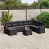 Image de vidaXL Salon de jardin 9 pcs avec coussins noir résine tressée