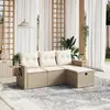 Image de vidaXL Salon de jardin avec coussins 4 pcs beige résine tressée