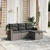Image de vidaXL Salon de jardin 4 pcs avec coussins gris résine tressée