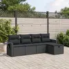 Image de vidaXL Salon de jardin 5 pcs avec coussins noir résine tressée