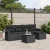 Image de vidaXL Salon de jardin 6 pcs avec coussins noir résine tressée
