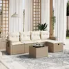Image de vidaXL Salon de jardin avec coussins 6 pcs beige résine tressée